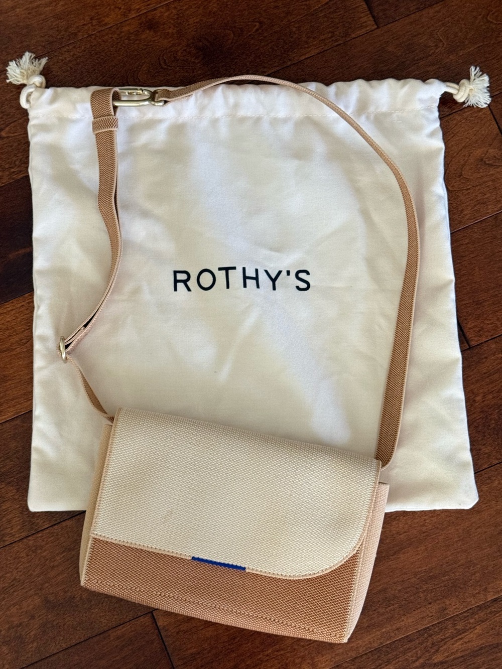 Rothy's Beige and Tan Two-Tone Crossbody Bag